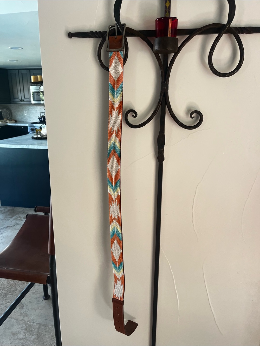 Diesel peach, turquoise & white Beaded
Belt